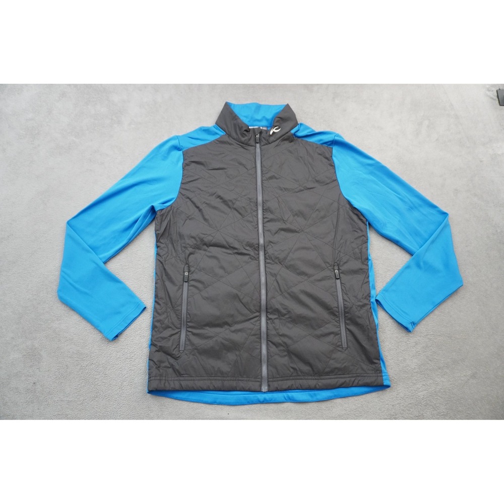 KJUS Retention Jacket Mens 50M Blue Gray Quilted Hybrid Full Zip Golf Insulated